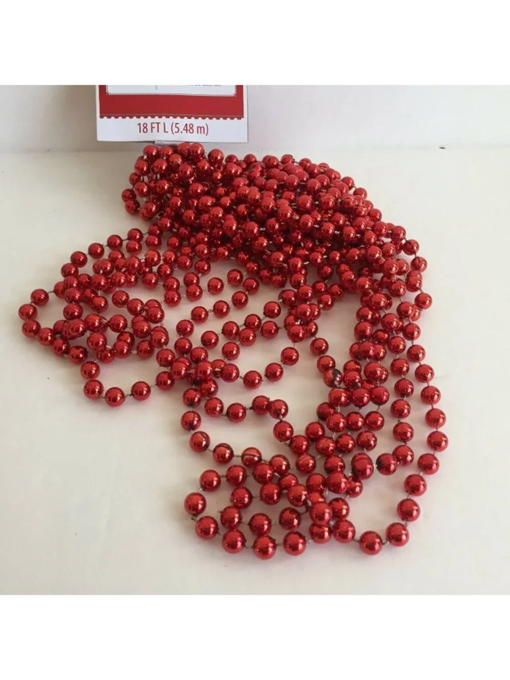 18' Red Beaded Beads Garland Christmas Tree Wedding Decor Craft